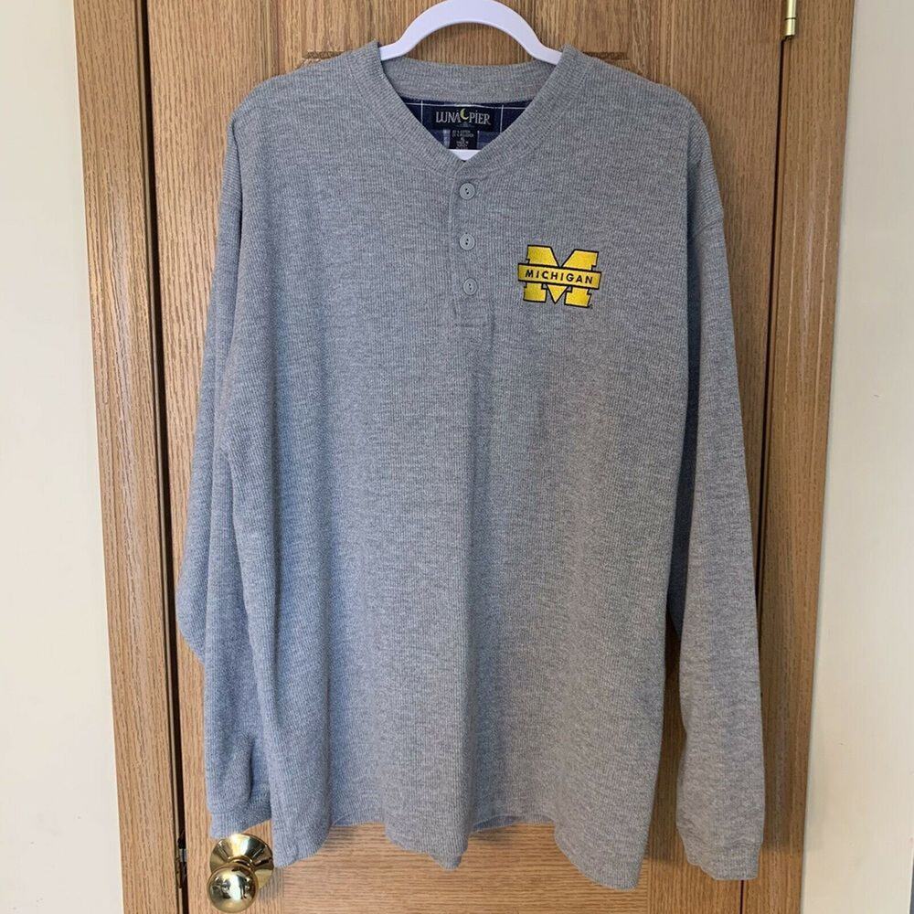 Vintage Luna Pier Michigan Thermal Shirt XL